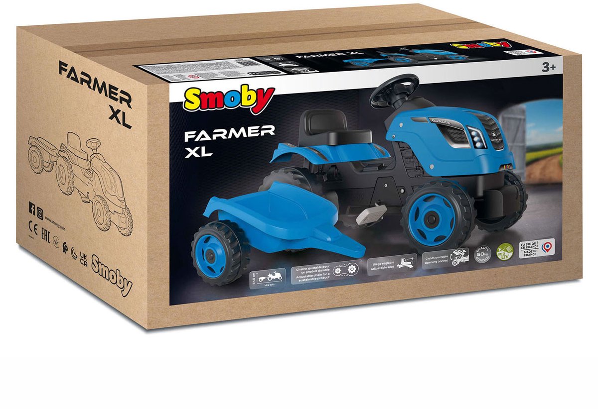 Smoby - Driewieler - Tractor Aanhangwagen