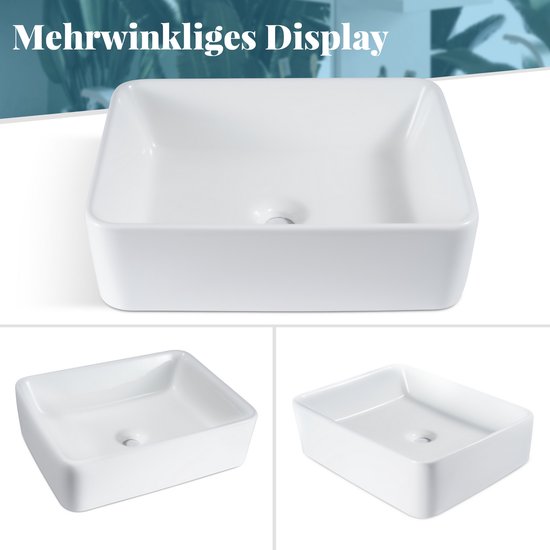 Lavabo NETTLIFE - Céramique Wit - 40 × 30 × 13 cm - rectangulaire - Montage mural - Lavabo suspendu - Lavabo de salle de bain - pour WC invités