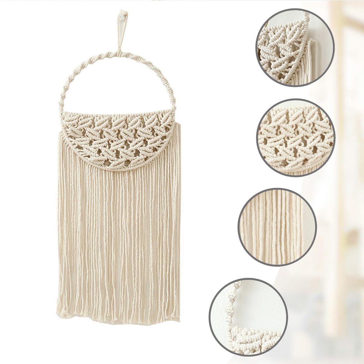 Ibenzoa® Unieke Handgemaakte Boho Wandtapijt Met Katoen En Kwastjes Voor Stijlvolle Interieurs