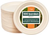 HAAGO - 100 Bagasse Dessertbordjes (18cm) - Kleine Kartonnen Borden - Stevig en Lekvrij - Biologisch Afbreekbaar, Milieuvriendelijk en Thuis Composteerbaar