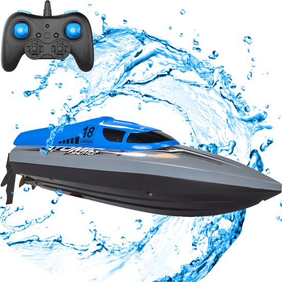 Bestuurbare Boot 30km/u - 150m Bereik - Kapseis-Proof - Kinderen - Voor Buiten - RC Speedboot - Afstandsbestuurbare Boot - Waterspeelgoed Buiten - Boat - Zwembad - Voor Jongens en Meisjes en Volwassenen - Blauw - Silvergear