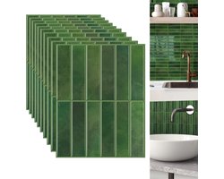 Muraio Plaktegels - 10 Zelfklevende Tegels - Tegeltickers Keuken - Wc plaktegels - Stickers Badkamer - Groen - 25,4 cm x 20 cm