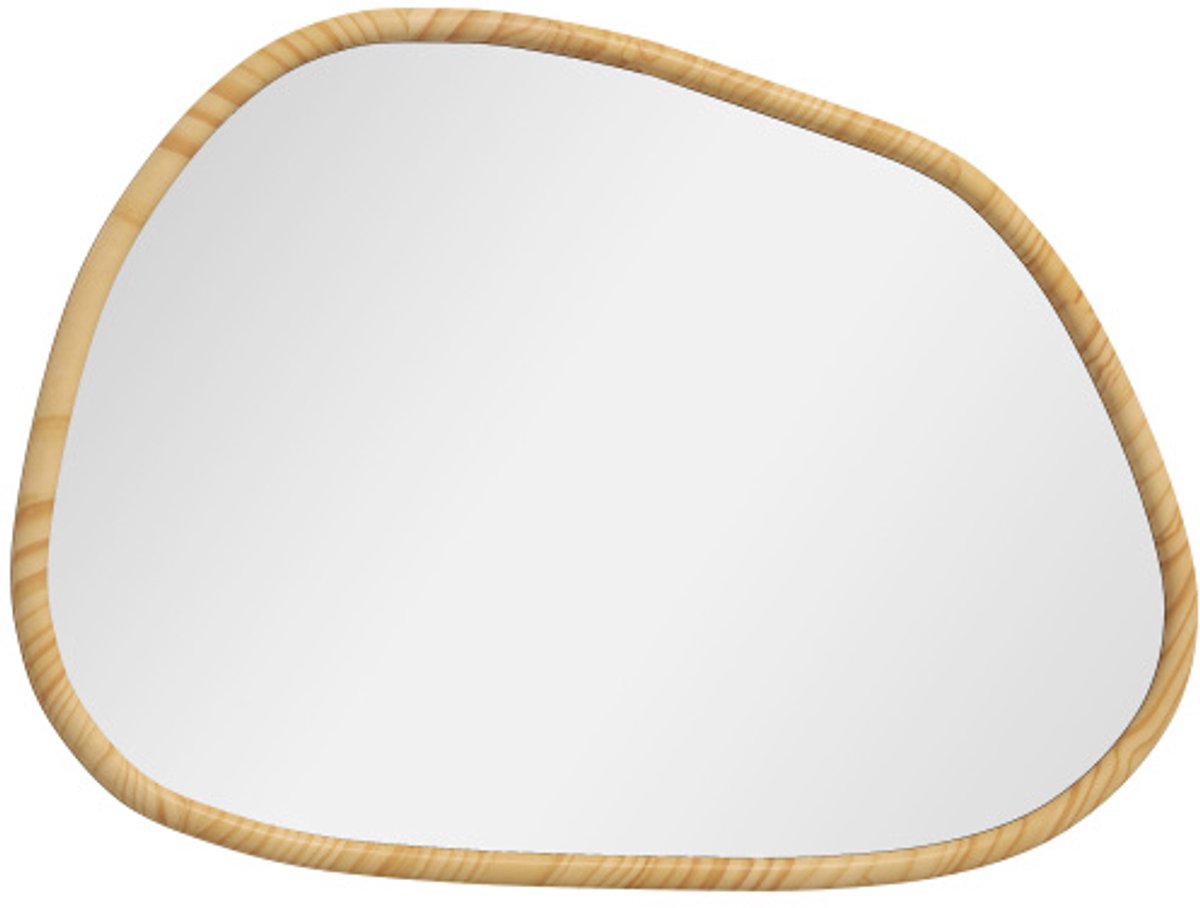 Wandspiegel asymmetrisch 80x60cm badkamerspiegel met houten frame antioxidatie, moderne decoratie voor badkamer woonkamer hal slaapkamer