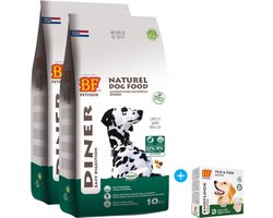 Biofood Diner 2 x 10 KG hondenvoer + vlo teek tabletten