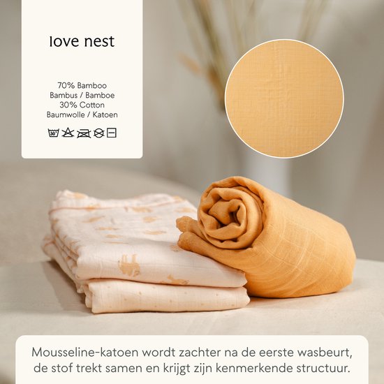Love Nest Hydrofiele Doeken Desert– 60x60 cm - Set van 6 - Tetradoeken Baby - Ultra Zacht & Absorberend - Voor Jongens en Meisjes - Kraamcadeau van Love Nest — afbeelding 5