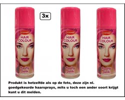 3x Haarverf/haarspray roze/pink 125 ml - Flashy pink - Word bezorgd in doos ivm beschadeging - Festival thema feest carnaval haar kleurspray party