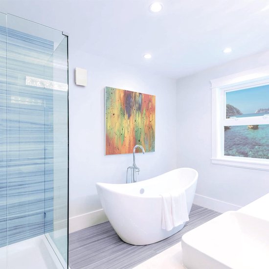 CATA, E-100 GT - Afzuigventilator voor de badkamer - E Glass Hygro-serie - Glazen front - Met timer en vochtigheidsmelder - Energieklasse B - Stille badkamerafzuigkap - 15 cm breed -, wit kristal