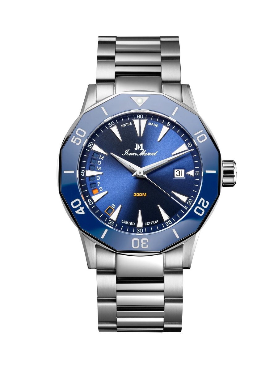Jean Marcel Tropical Diver - horloge - blauw - stalen band - 42 mm