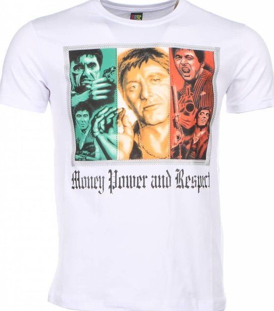 T-shirt Fanatic Local - Imprimé Scarface Money Power Respect - Blanc - Taille: XL