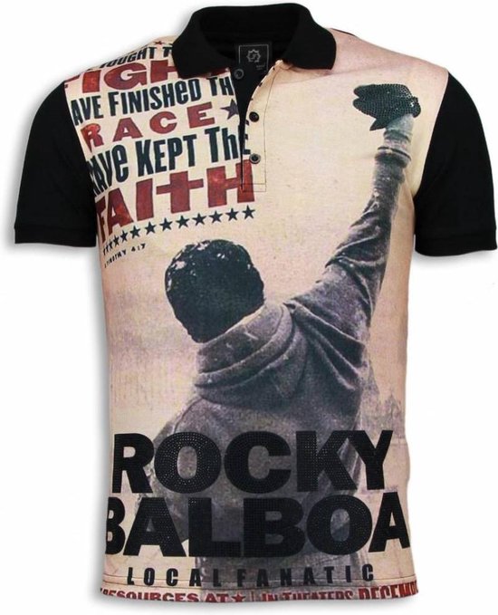 Local Fanatic Rocky Balboa The Movie - Polo en strass numérique - Noir - Tailles: M