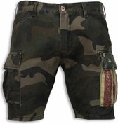 Korte Broeken Heren - Slim Fit Camouflage Shorts - Groen