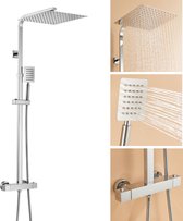 Bol.com Auralum max - Regendouche met Thermostaatkraan - Chroom Doucheset- Regendoucheset - Handdouche - 2-functie doucheset met... aanbieding