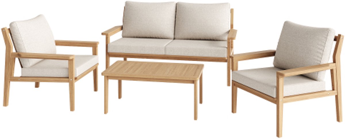 Gotagee Buitenbankset en tuinmeubelset met 2 eenpersoonsbanken, 1 tweepersoonsbank en tafel.