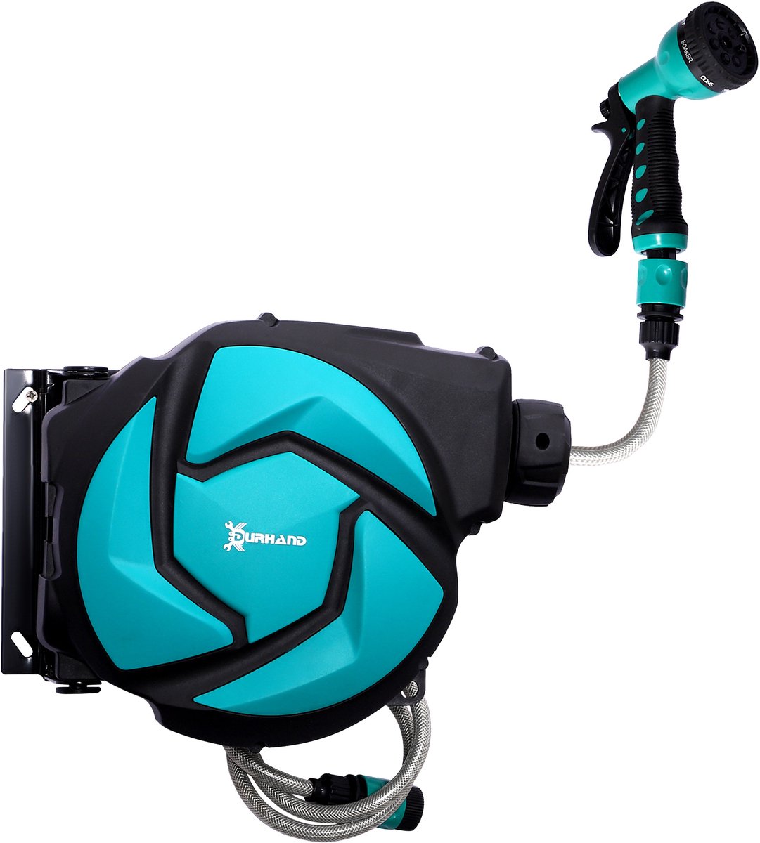 Premie Wandslangbox - 10m - Tuinslang Met Haspel - 180° Draaibaar - met multi-douche - vorstbeveiliging -5–45 °C