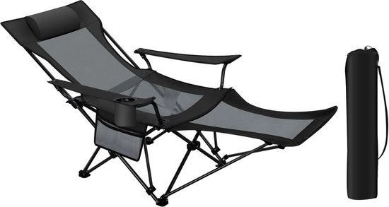 JONRRYIN Campingstoel, opvouwbare draagbare opvouwbare campingstoel, ultralichte campingstoel, strandstoel (1, zwart