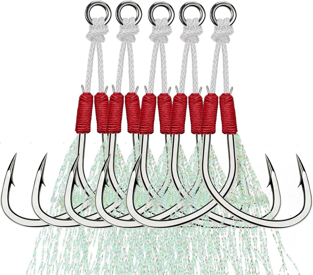 Retadou - Assist Vishaken, zoutwater, dansen, stinger, jigging, haken, dubbele assist, vervanging, vishaken voor vissen, jigging, kunstaas, haken, 5 stuks
