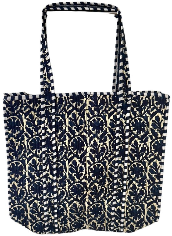 Sac shopping / Sac de plage Kantha Mistery Blue 37x48 cm