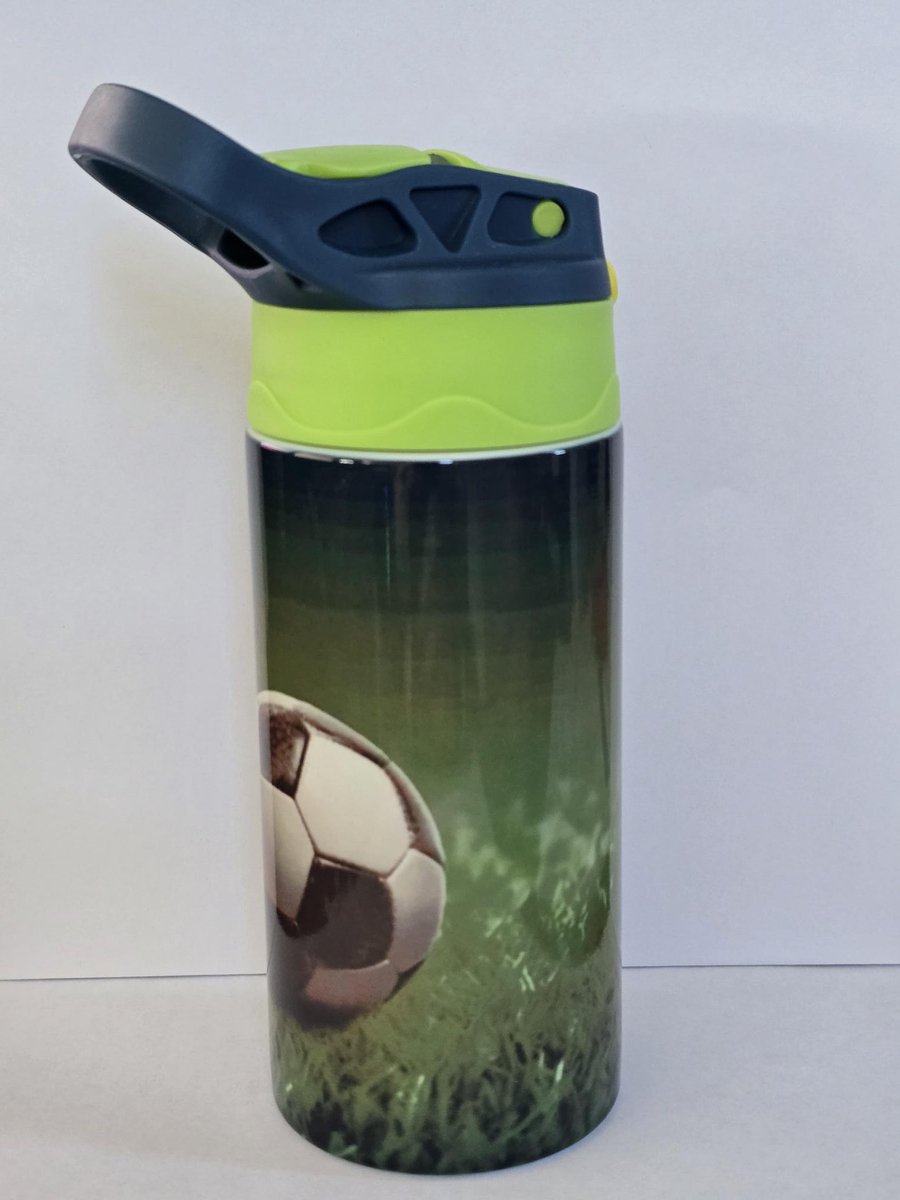 Drinkbeker - RVS - Voetbal - groen - BPA vrij - school - kind - naam