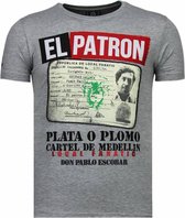 El Patron Narcos Billionaire - Rhinestone T-shirt - Grijs