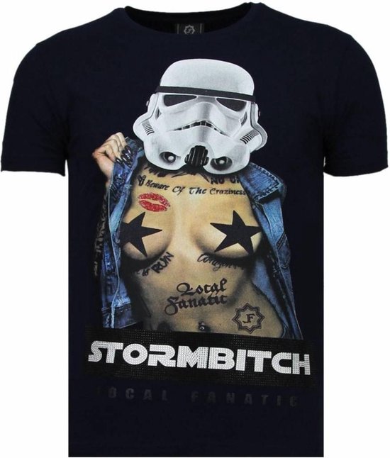 Stormbitch - Rhinestone T-shirt - Blauw