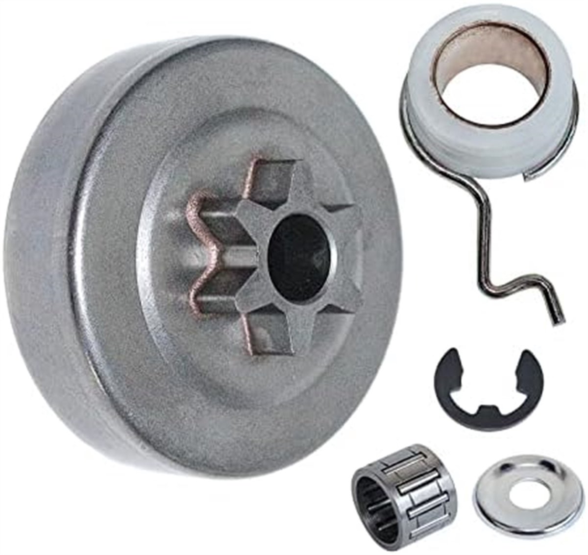 Geschikt voor 3/8" - 6T tandwielkoppeling trommelkit voor Stihl MS171 MS181 MS211 kettingzaag Kettingzaag vervangende onderdelen met naaldkooilagerclip wormwiel