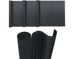 Aufun PVC Zichtwerende Mat - Versterkte Lamellen voor Balkon, Terras of Tuin- Waterdicht, Stevig en Met Kabelbinders, (90x400 cm, Antraciet)