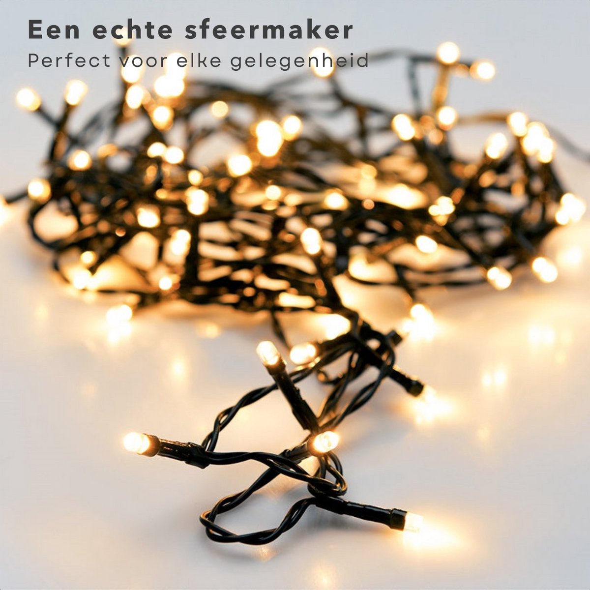 Cheqo® Kerstboomverlichting - Lichtsnoer - Kerstlampjes - Led Verlichting - Kerstverlichting voor Binnen - 192 LED - 15 Meter - Warm Wit - Op Batterijen – foto 6