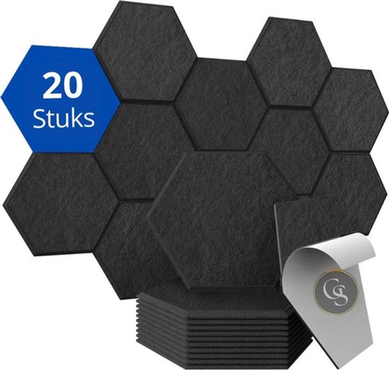 GoldStandard - Isolation acoustique - Panneaux muraux - Panneaux acoustiques - Absorbeur de bruit - Mousse studio - 20 pièces - 30x26x15cm - Zwart
