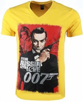 T-shirt - James Bond From Russia 007 Print - Geel