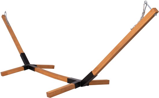 Muntel® Hangmatstandaard | Eenvoudige Montage | Weerbestendig | 300 x 100 cm | Hout/Zwart