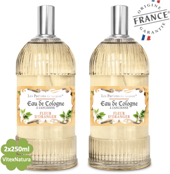 Oranjebloesem Eau de Cologne 2 x 250 ML | merk A L'Ancienne | unisex | multifunctioneel als parfum, roomspray en fris linnengoed | Franse Parfum de Grasse