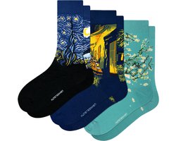 Kunst sokken - Vincent van Gogh 3-pack - Sokken Heren 41 46 - Biologisch Katoenen Sokken - funny socks happy - Vrolijke Sokken - Grappige Sokken - Sokken Cadeau