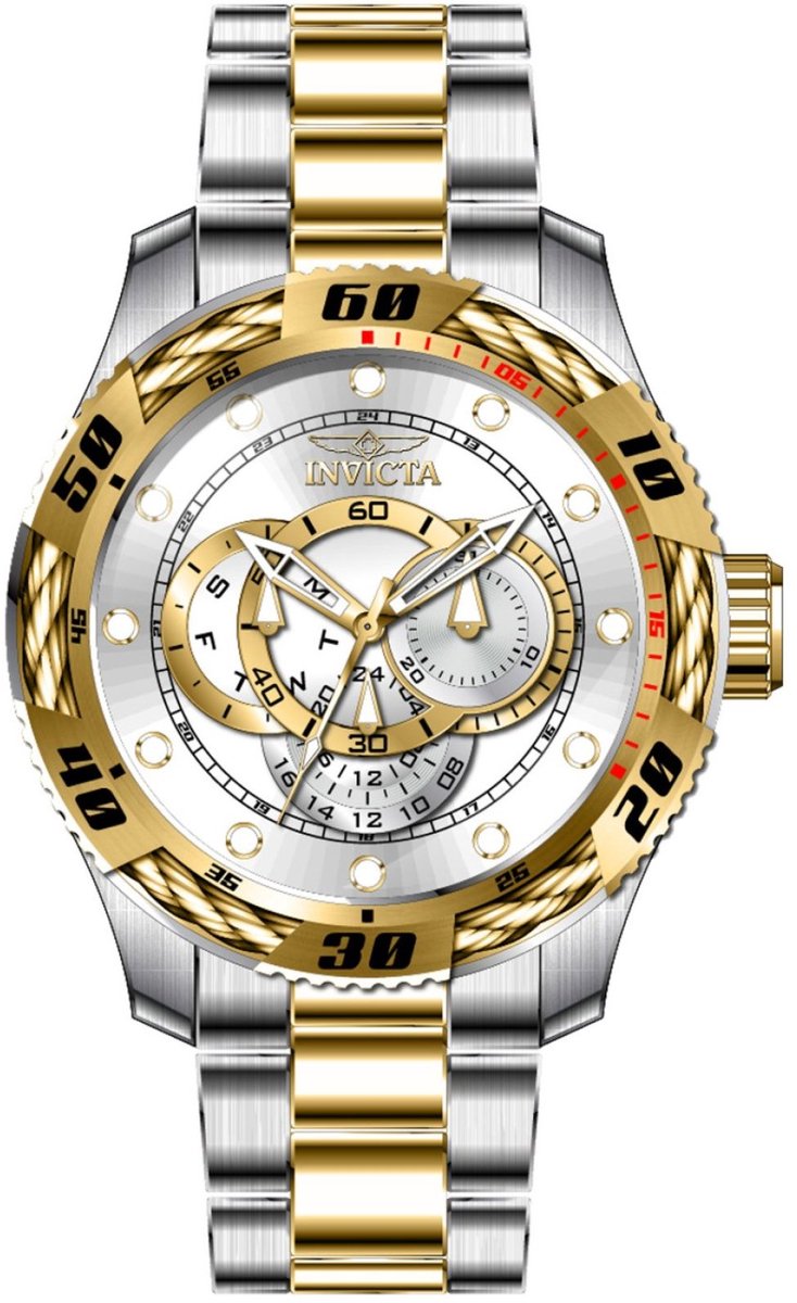 Invicta Speedway 45751 Heren Horloge - Waterdicht - Analoog - Quartz Uurwerk - Roestvrij Staal met zilveren Wijzerplaat - 50mm