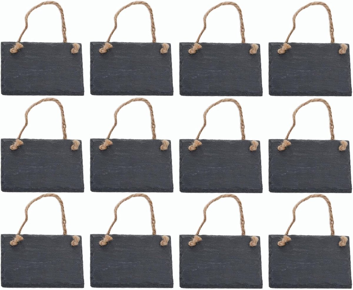 Leisteen bord om op te hangen met jute lint memobord krijtbord wanddecoratie (12,9 cm bord)