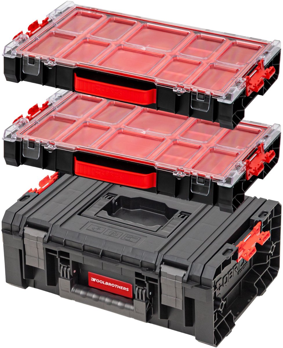 Toolbrothers RHINO gereedschapskistenset 2 RHINO L gereedschapskist ECO Basic + 2x RHINO L organizer ECO hoogte M boxen IP54