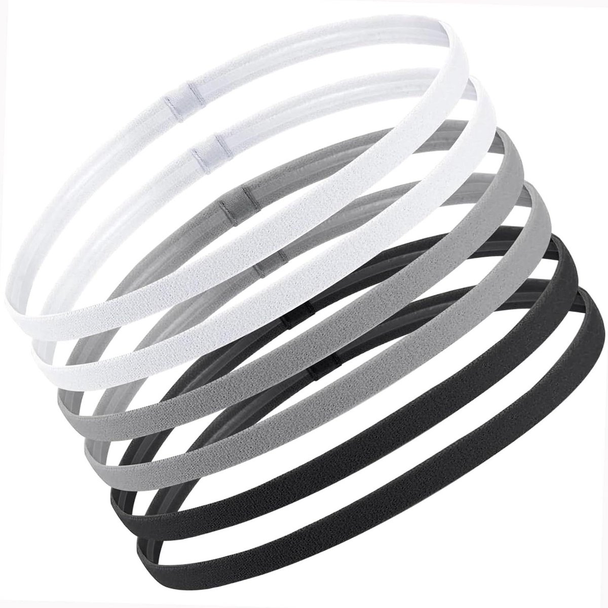 Slanke antislip sporthandbanden 6 stuks - elastische hoofdbanden voor sport - zweetbanden voor mannen en vrouwen - joggen, yoga, voetbal, basketbal