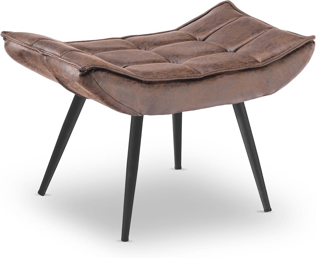 Stijlvolle vierkante voetensteun met metalen poten - 40 x 69 cm - Bruin microvezel