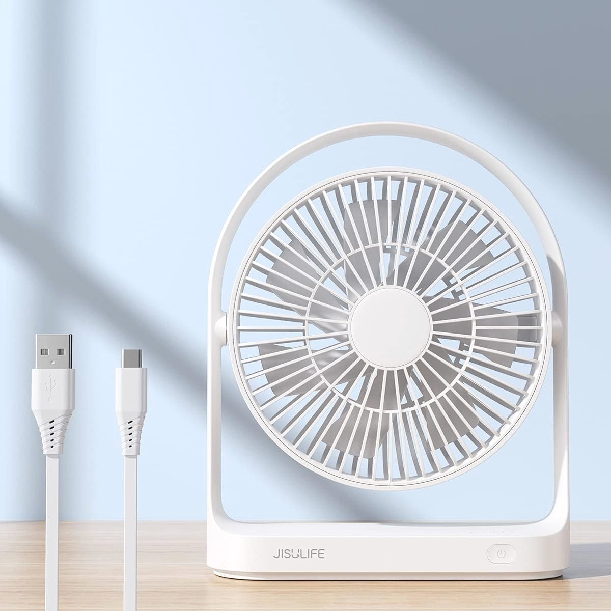 Mini Bureauventilator met 4 Snelheden - USB Draagbare Desktopventilator voor Thuis en Kantoor - Stil & Krachtig