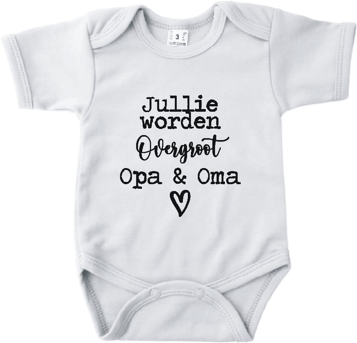 Baby romper met tekst zwangerschap aankondiging | Jullie worden overgroot Opa en Oma | Wit | korte mouw | maat 56 cadeautje zwangerschap aankondiging bekendmaking |Cadeautje 100% katoen.