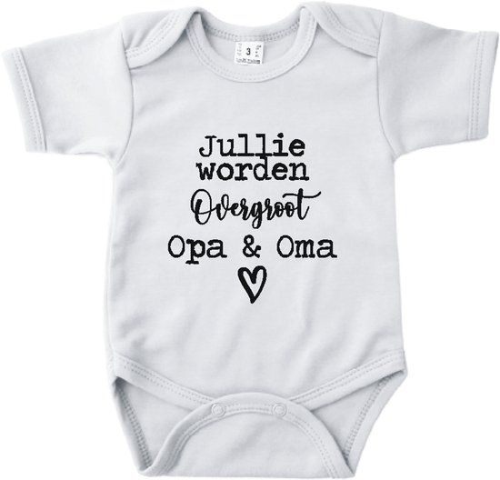 Barboteuse Bébé avec texte d'annonce de grossesse | Tu deviens arrière-grand-père et grand-mère | Blanc | manche courte | annonce de grossesse cadeau taille 56 |Cadeau 100% coton.