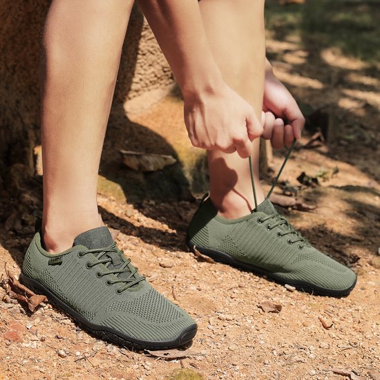 Chaussures pour femmes Barefoot Geweo - Baskets pour femmes de Chaussures de sport - Chaussures de fitness - Chaussures de course - Tissu respirant - Semelle plate - Vert - 46