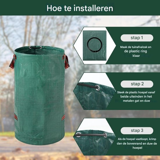 Zware tuinafvalzakken - 300L - 67*67*84cm - 2 stuks - Herbruikbare tuinafvalzakken met handvatten - Industriële stof - Voor bladafval - Waterdichte tuinafvalzakken - Waterdichte PP-geweven zakken - Tuinbladzakken - L van Norensun — afbeelding 4