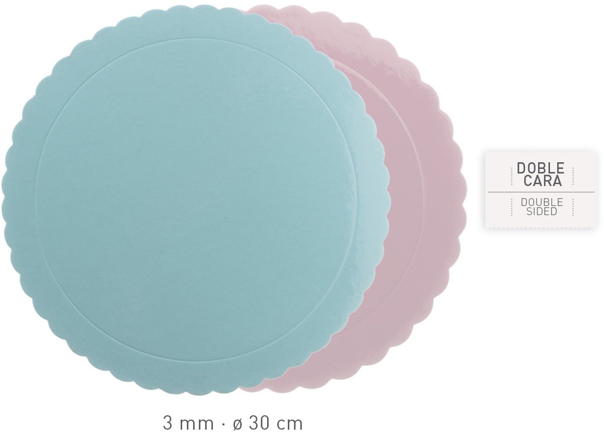 Dekora Cake Board dubbelzijdig roze/blauw 30cm