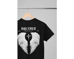 Oversized shirt - Dreamer - Wurban Wear | T-shirt | Merk kleding | Unisex tshirt | Streetwear | Pump cover | Techno outfit | Merk shirt | Gym shirt | y2k | Techwear | Urban | Grote maten | T-shirt heren | T-shirt dames | Zwart