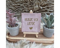 Robuust Wenstegeltje – Huisje vol Liefde – Hip trendy tegeltje – 10x10 cm – Cadeau voor Nieuwe Woning, Housewarming of Gezinscadeau – Sfeervol en Persoonlijk - Vriend(in) - Zomaar – Trendy nu – Decoratief Tegeltje met Standaard – Cadeau Idee