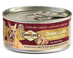 Kattenvoer CARNILOVE - Kip en Lam - Graanvrij, 12x100gr, Hoogwaardige Eiwitten