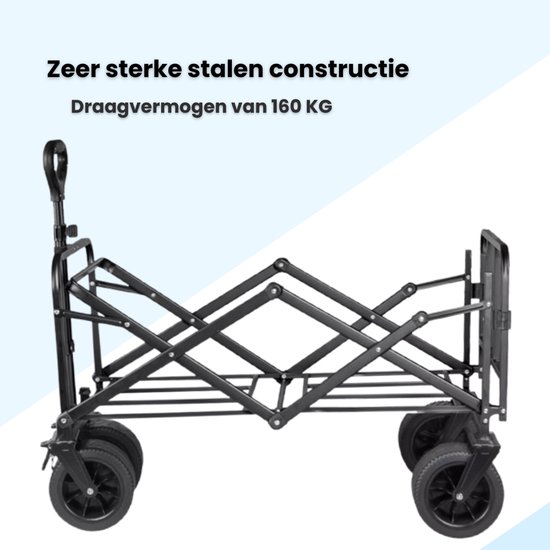 Tobey's XL Bolderkar - Opvouwbaar & Rem - 89 x 59 - 160 KG Draagkracht - Bolderwagen - Zwart van Tobey's — afbeelding 4
