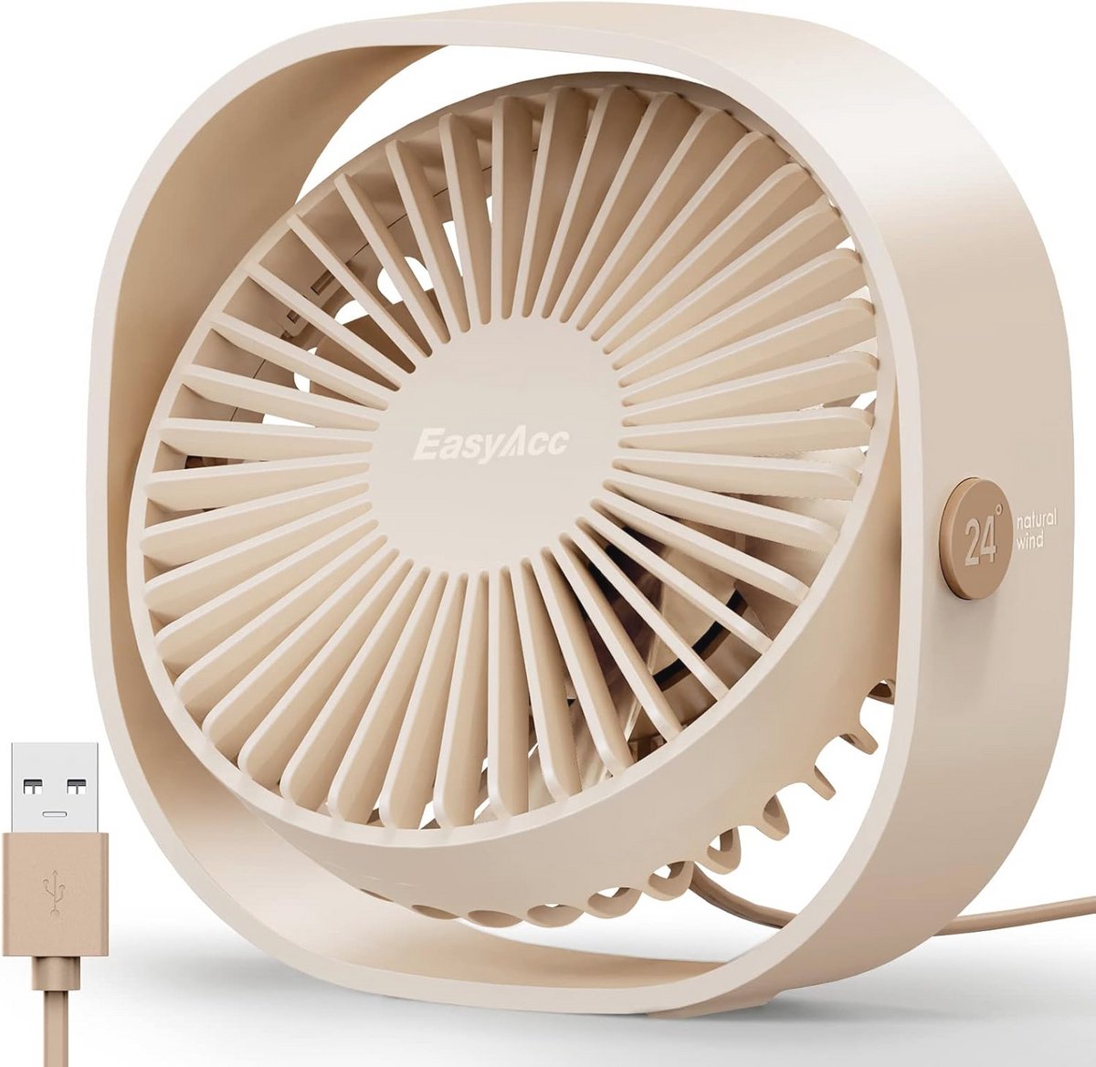 Kleine USB-ventilator met 3 snelheden en 360 graden rotatie voor thuis en kantoor
