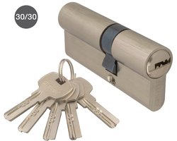 Steier cilinderslot nikkel 30/30 - incl. 5 keersleutels - deurcilinder nikkel