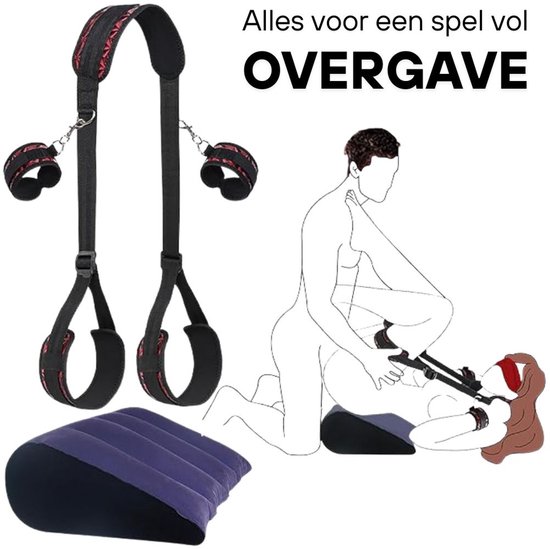 Set de bondage Sultry Prikkels® – Set BDSM de Luxe avec Menottes, oreiller sexuel, bandeau et harnais réglable – Pour attacher, jouer des rôles et plus Suspense – Kit de démarrage BDSM – Jouets sexuels pour couples et débutants